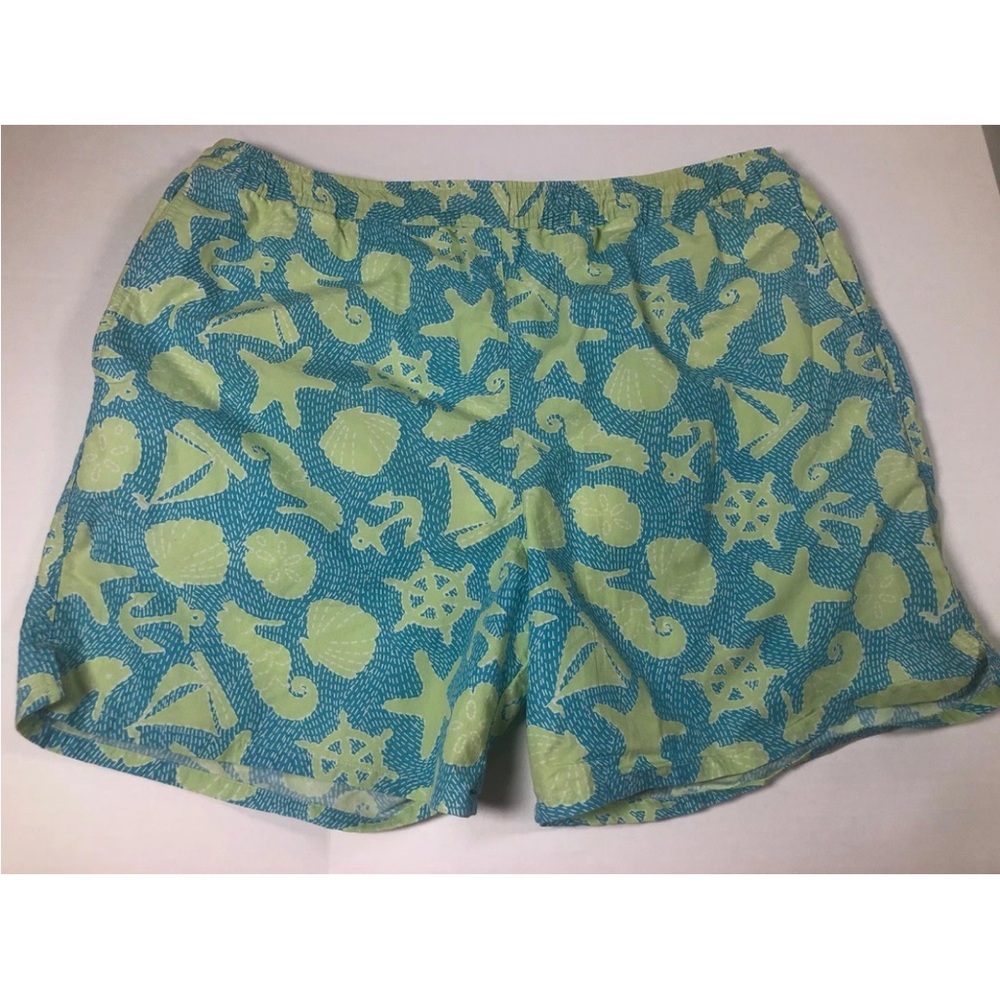 Lilly Pulitzer Capri Trunk Mens XL Blue Green Starfish Swim Shorts Inseam 6.5”